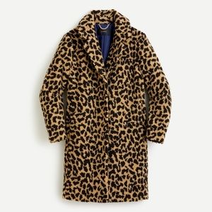 J.Crew Teddy Sherpa Top Coat in Leopard